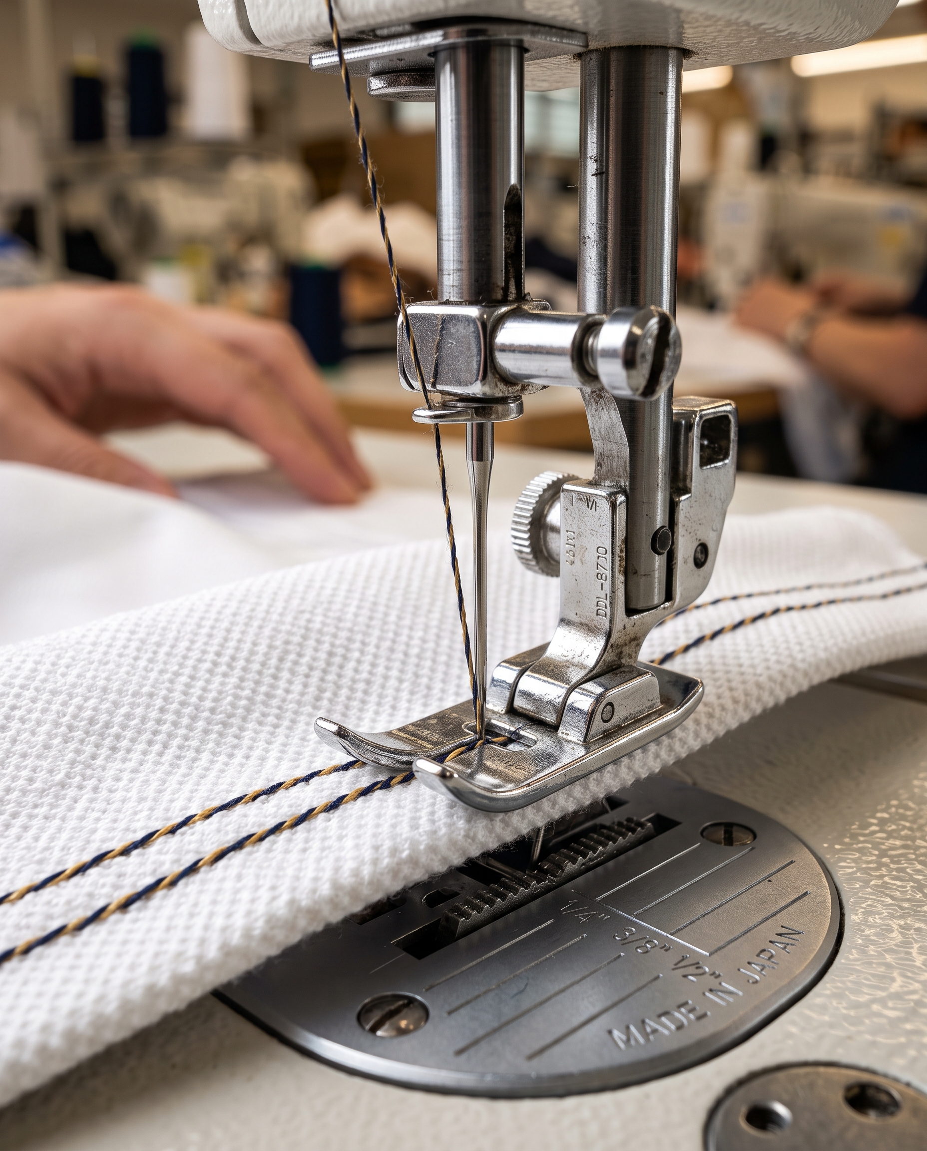Confección de polo escolar cuello camisa en máquina JUKI